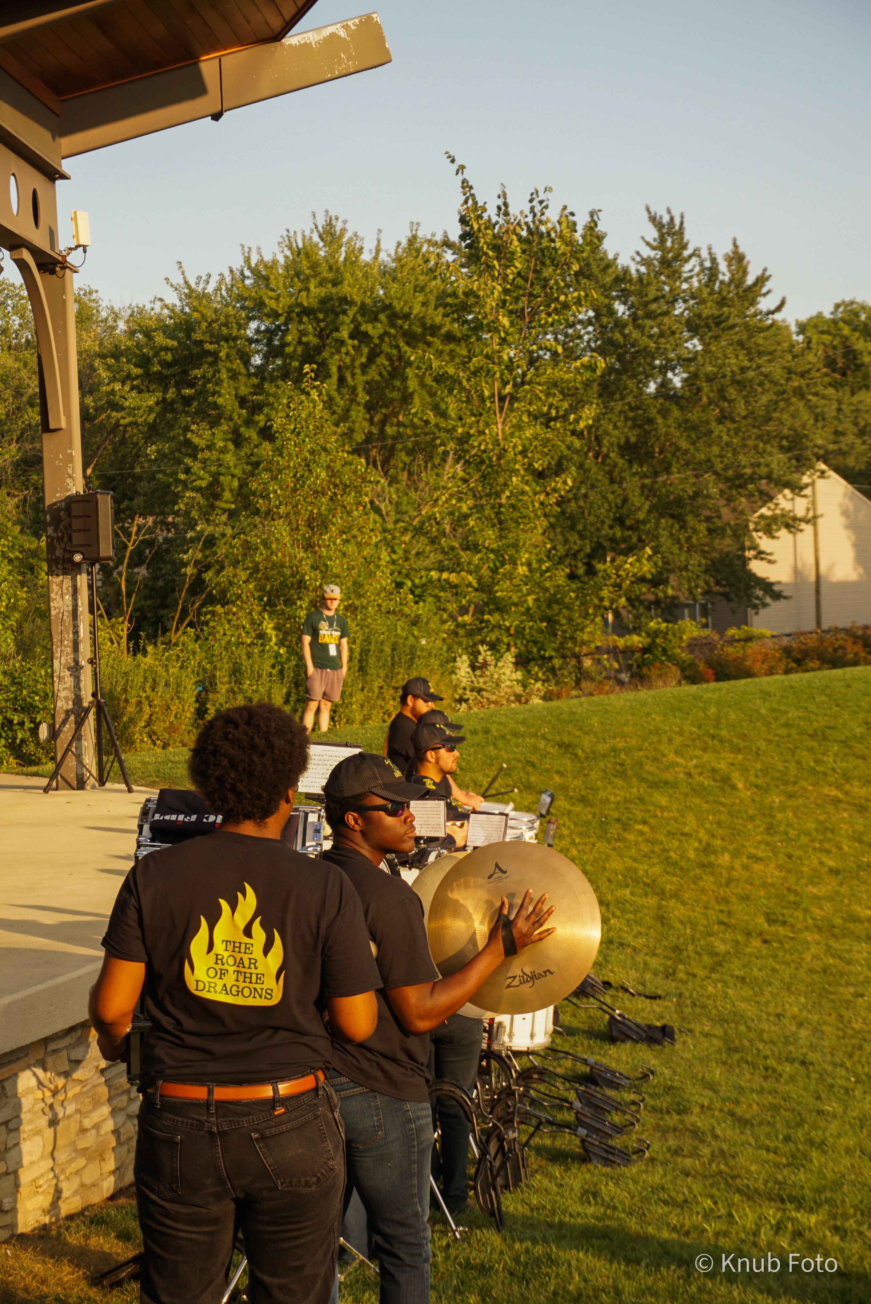 Members of the 2024 Tiffin University Drumline participating in the Band Bash